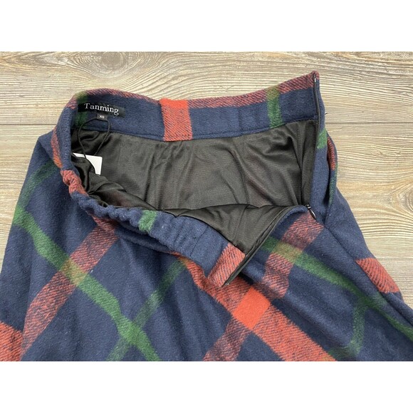 Tanming Skirt XS Fleece Multicolor Plaid Wool Blend Dark Academia Scottish NWT - Picture 5 of 10